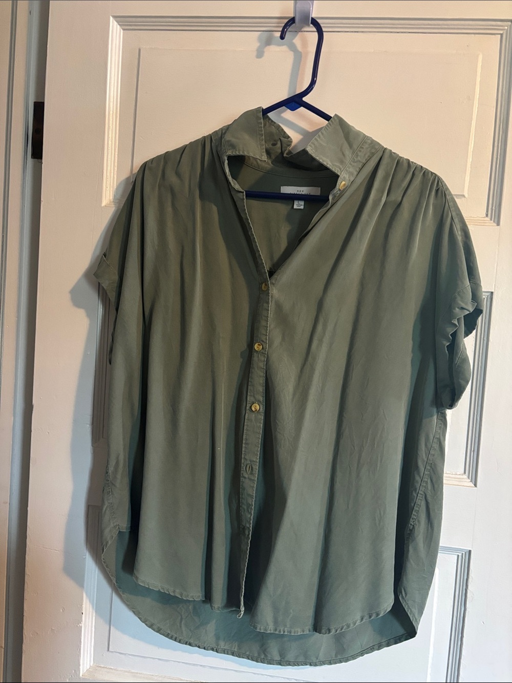 new directions Olive Short-Sleeve Button-Front Shirt